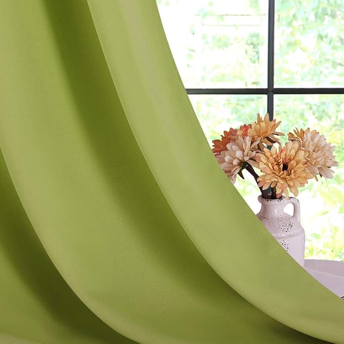 NICETOWN Room Darkening Draperies Window Curtain Panels, Fresh Green, 2 Panels, W60 x L84 -inch, Thermal Insulated Grommet Room Darkening Curtains for Bedroom