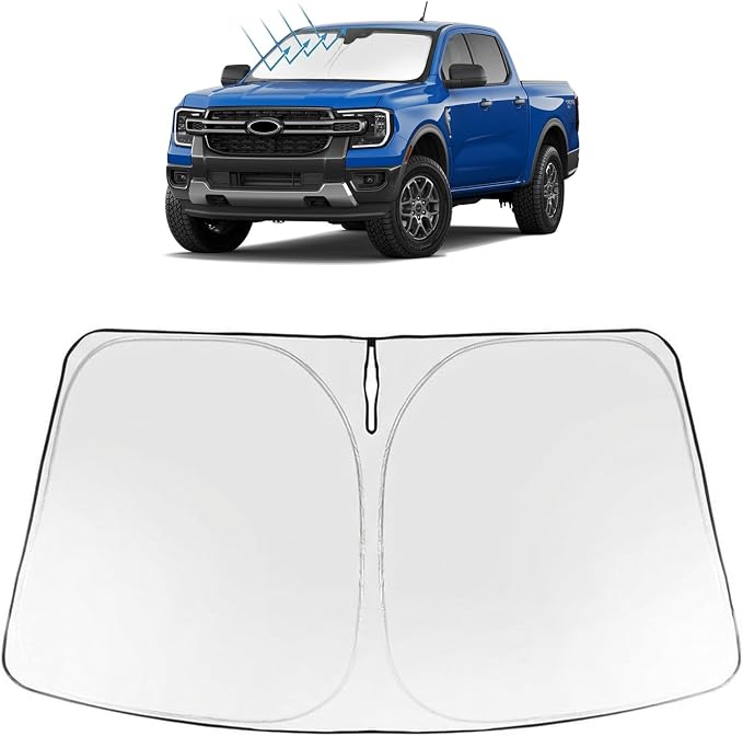 Proadsy Windshield Sun Shade Custom Fit Ford Ranger 2024-2026 Foldable Front by Proadsy