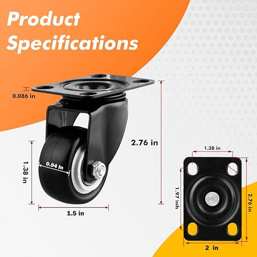 1.5" Casters Set of 24 Heavy-Duty Industrial Caster Wheels Double Ball Bearing - Image 2