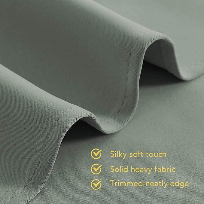 NICETOWN Blackout Draperies Curtains for Kids Room, Window Treatment Thermal Insulated Solid Grommet Blackout Drape Panels for Bedroom (Greyish Green, Set of 2, 70 by 84 inches)