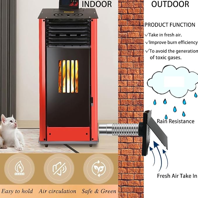 2 in Pellet Stove Vent Pipe Kit, Outside Fresh Air Intake Pipe Vent Kit - Image 2