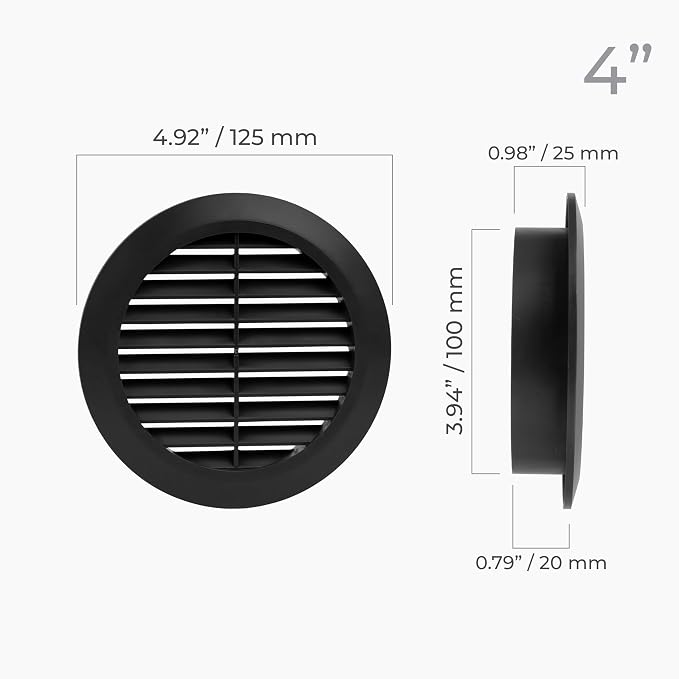 4" Inch Black Round Air Vent Cover - Image 2