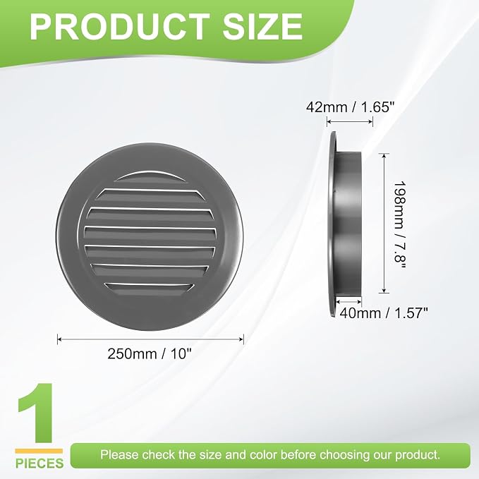 PATIKIL 8" Round Air Vent, Louver Grille Cover Aluminum Alloy Soffit Vent HVAC - Image 2