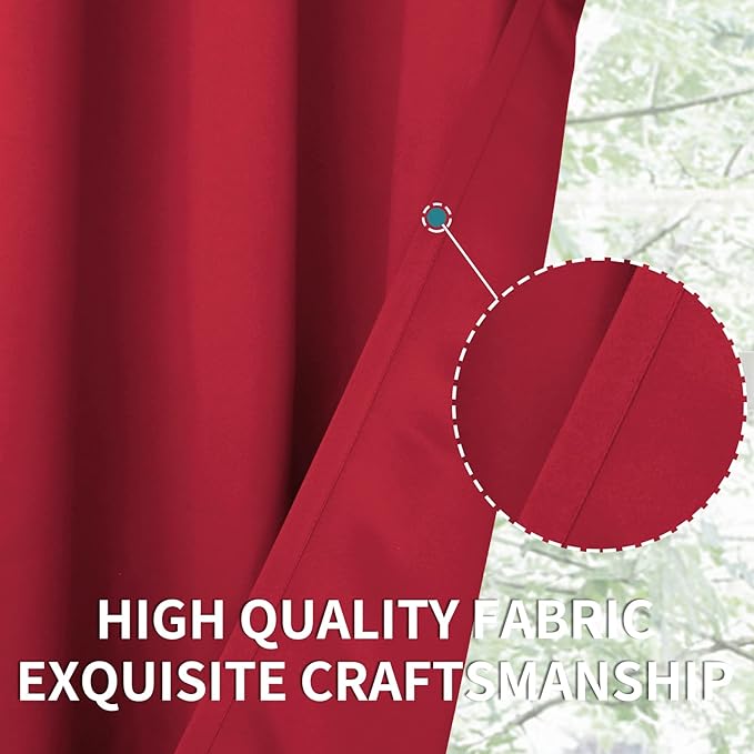 BGment Room Darkening Curtains 72 Inches Long - Grommet Thermal Insulated Drapes Window Treatment Curtains for Bedroom, 2 Panels, 52 x 72 Inch, Red