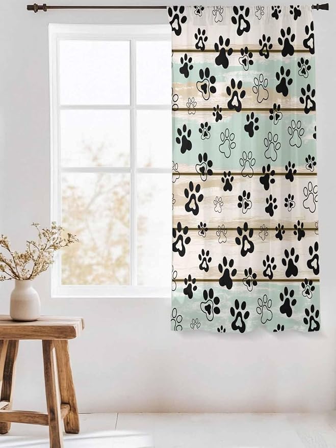 Sheer Curtains 63 Inch Length, Sage Green Beige Farmhouse Semi Sheer Curtains - Image 3