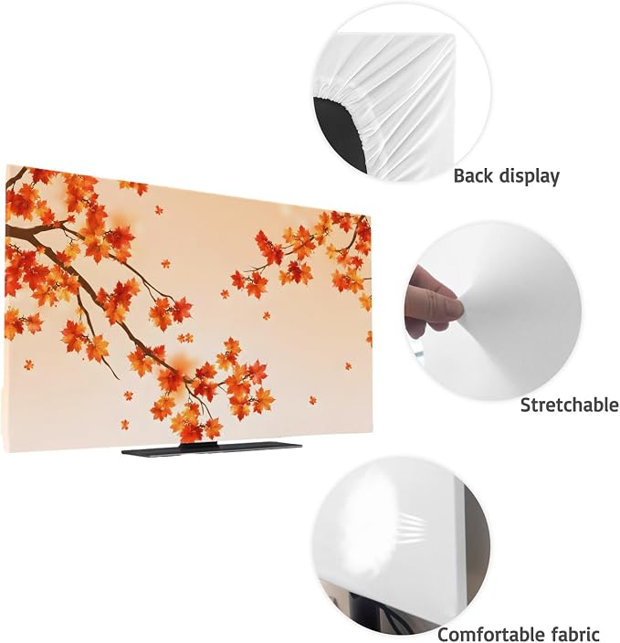 Thanksgiving Holiday Maple Leaf Indoor TV Cover, Elastic TV Screen Protector - Image 7