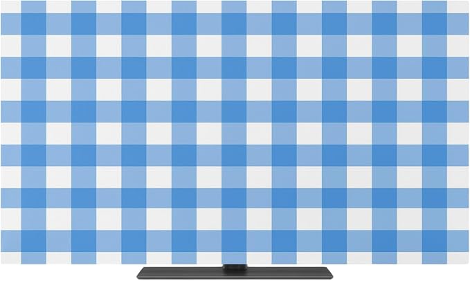 Minimalist Blue White Buffalo Plaid Indoor TV Cover, Elastic TV Screen - Image 2
