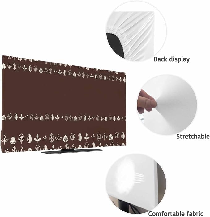 Rustic Botanical Herb on Brown Indoor TV Cover, Elastic TV Screen Protector - Image 7