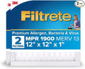 Filtrete 12x12x1 AC Furnace Air Filter, MERV 13, MPR 1900, Premium Allergen by Filtrete