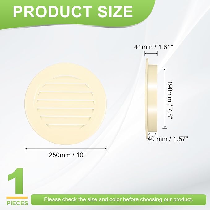 PATIKIL 8" Round Air Vent, Louver Grille Cover Aluminum Alloy Soffit Vent HVAC - Image 2