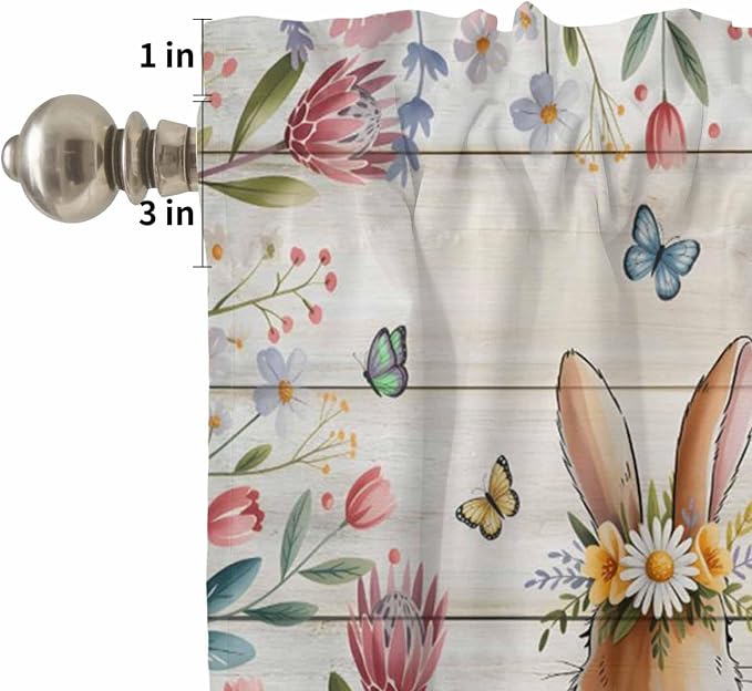 Kitchen Curtains Tiers and Valance Set of 3, Easter Light Filtering Window - Image 5