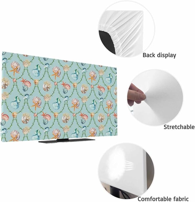 Oceans Sea Nuts Sea Stars Indoor TV Cover, Elastic TV Screen Protector Abstract - Image 7