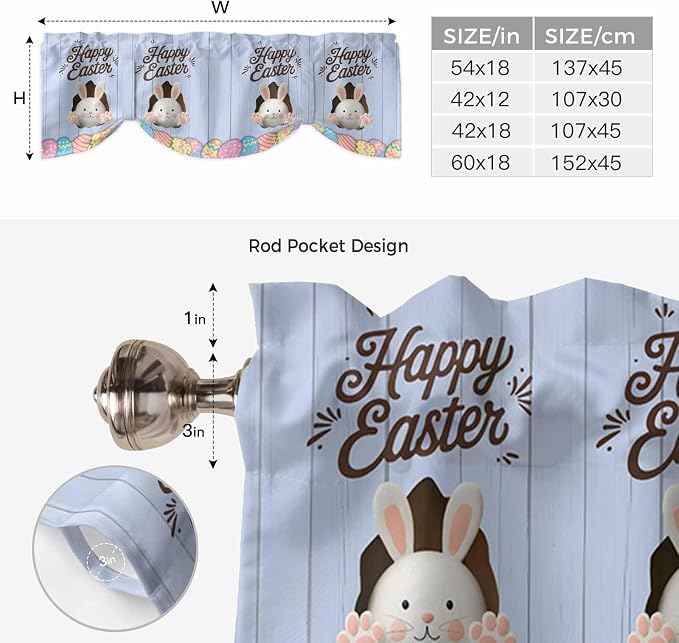 Blue Easter Tie Up Valance Curtains - Image 6
