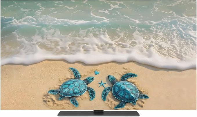 Blue Sea Turtle Summer Beach Indoor TV Cover, Elastic TV Screen Protector Teal by Unknown