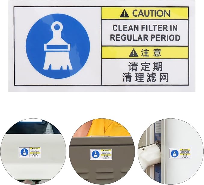 MAGICLULU Weather Resistant Industrial Machinery Filter Cleaning Notice Sticker - Image 8