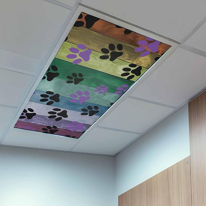 Yukro 2 Pack Fluorescent Light Covers Colorful Dog Paw Prints on The Board - Image 9