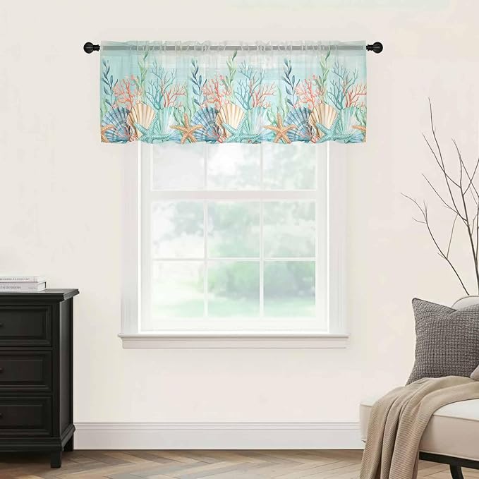 Summer Beach Sheer Valance Curtains - Image 5