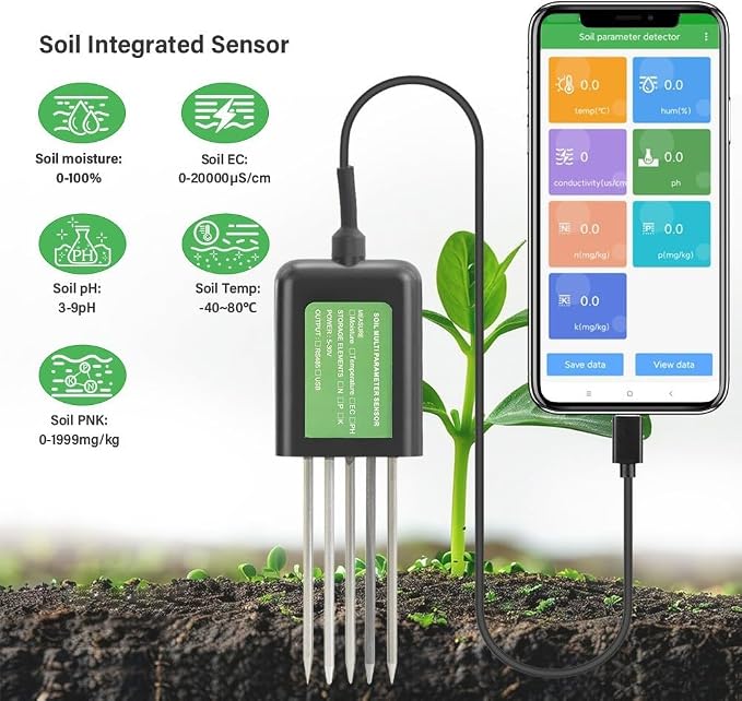 8-in-1 USB Soil Sensor, Waterproof And Rust Proof Probe USB Sensor - Image 3