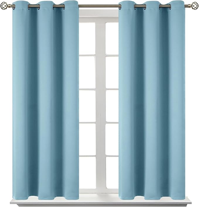 BGment Room Darkening Curtains 54 Inches Long - Grommet Thermal Insulated Drapes Window Treatment Curtains for Bedroom, 2 Panels, 38 x 54 Inch, Greyish Blue