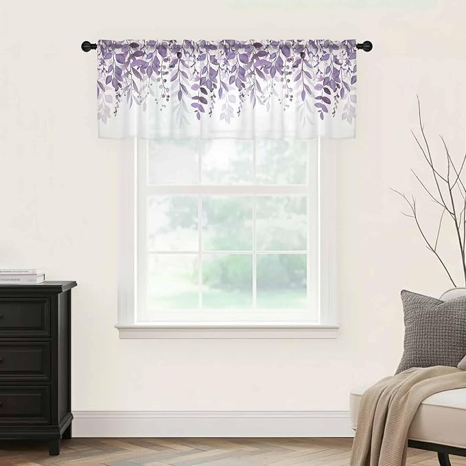 Eucalyptus Leaves Sheer Valance Curtains - Image 5
