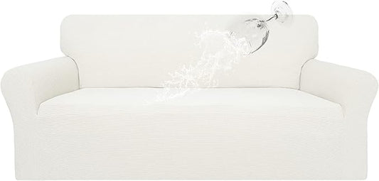 Easy-Going 100% Waterproof Couch Cover, Dual Waterproof Sofa Cover, Stretch Jacquard Sofa Slipcover, Leakproof Furniture Protector for Kids, Pets, Dog and Cat (Sofa, Cream)