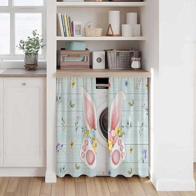 Easter Kitchen Curtains 45 Inch Long 2 Panel Set, Rod Pocket Window Treatment - Image 7