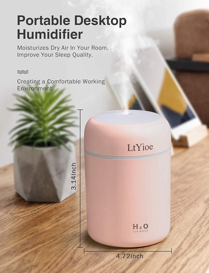 LtYioe Colorful Cool Mini Humidifier, USB Personal Desktop Humidifier - Image 2