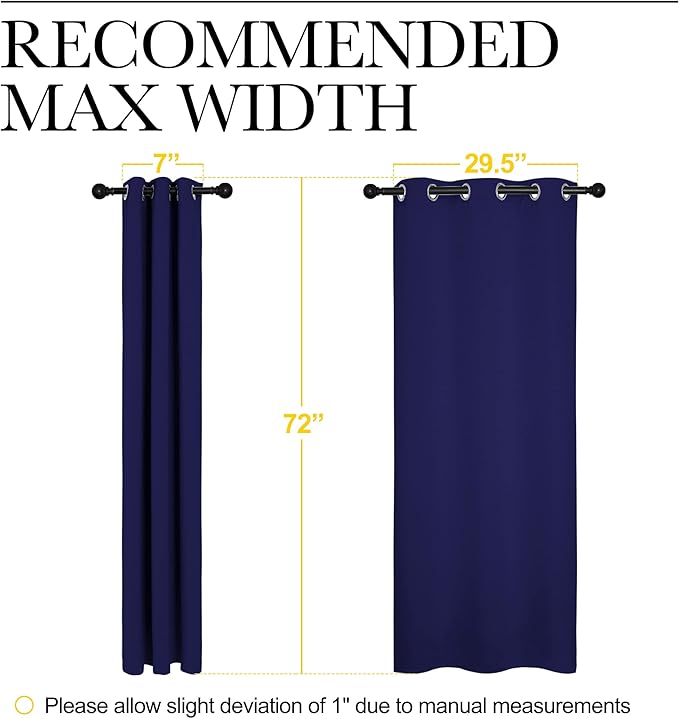 NICETOWN Blackout Draperies Curtains, All Season Thermal Insulated Solid Grommet Top Blackout Curtains/Drapes for Kid's Room (Royal Blue, 1 Pair, 34 x 72 inches)