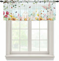 Easter Sheer Valances for Windows 42"x18", Light Filtering Kitchen Curtains by Unknown