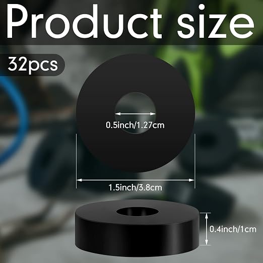 32 Pcs Rubber Isolation Pads Thick Rubber Washers 1.5 Inch OD 0.5 Inch ID 0.4'' - Image 2
