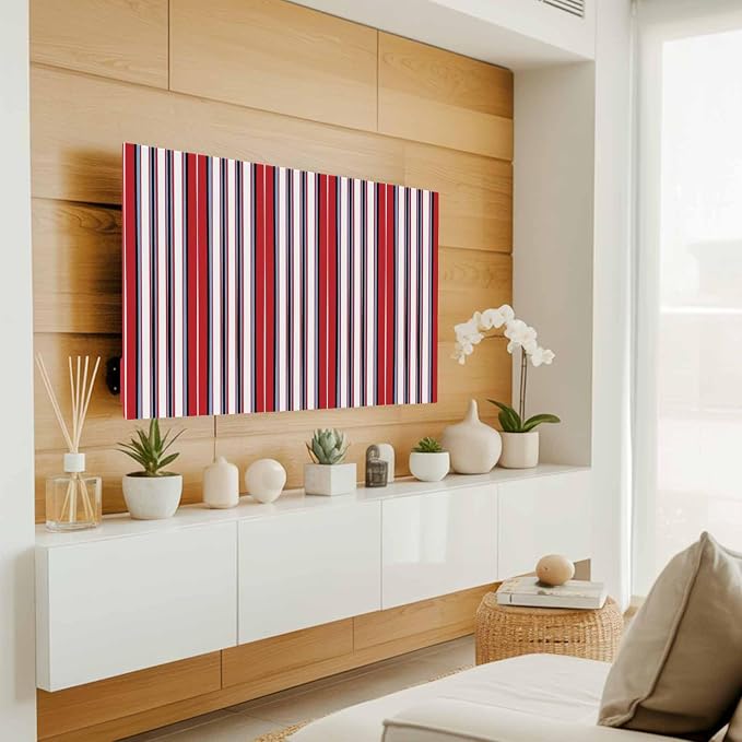 Modern Minimalist Stripe Line on White Indoor TV Cover, Elastic TV Screen - Image 2