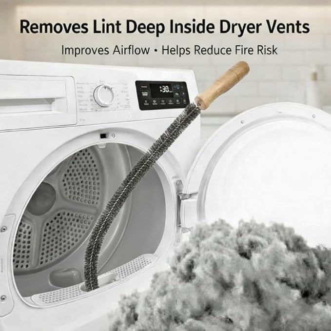 Dryer Vent Cleaner Kit: Flexible Extra Long Lint Brush & Refrigerator Coil Brush - Image 2