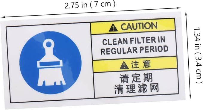 Gatuida Caution Filter Cleaning Notice Decal - Image 2