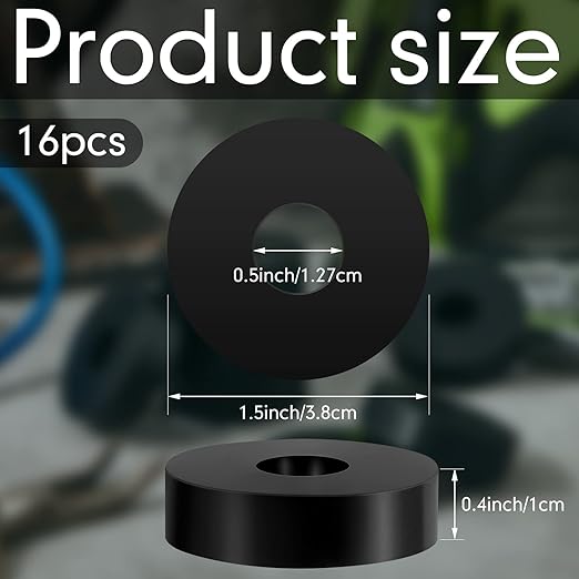 16 Pcs Rubber Isolation Pads Thick Rubber Washers 1.5 Inch OD 0.5 Inch ID 0.4'' - Image 2
