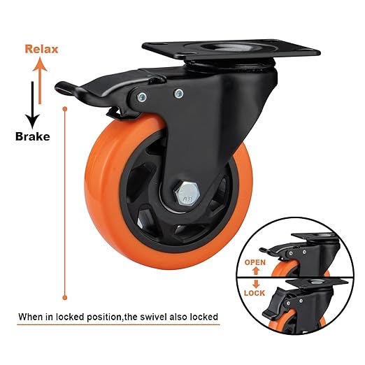 4" Caster Wheels, Casters Set of 8 Heavy Duty - Image 3