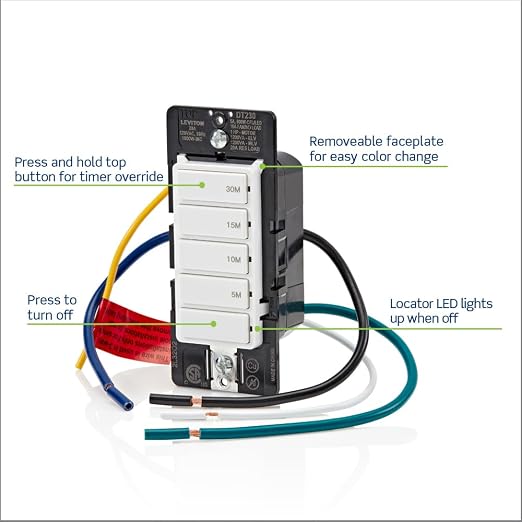 Leviton Countdown Switch for bathroom household lights, 5-10-15-30 min - Image 2
