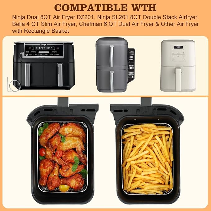 BYKITCHEN Air Fryer Rack for Ninja 8 QT DZ201/ SL201 DualZone Airfryer/Bella - Image 3