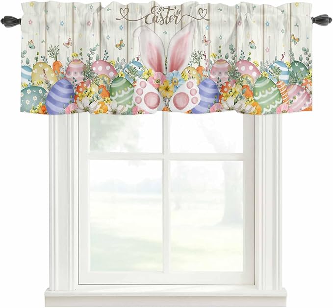 Happy Easter Curtain Valances for Windows, Kitchen Valance Window Treatment by Unknown