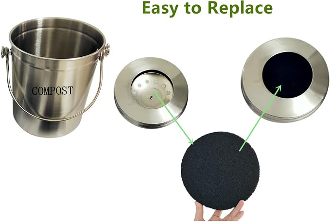 Kitchen Compost Bin Charcoal Filter 7.25 Inch Diameter Extra Thicker & - Image 4