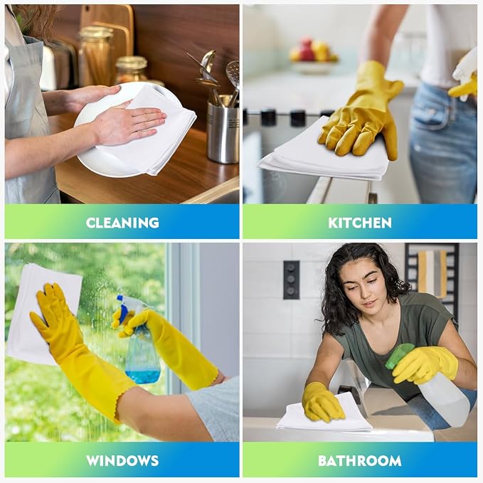 HOMEXCEL White Microfiber Cleaning Cloth 6 Pack 12.5 x 12.5 inch Microfiber - Image 6