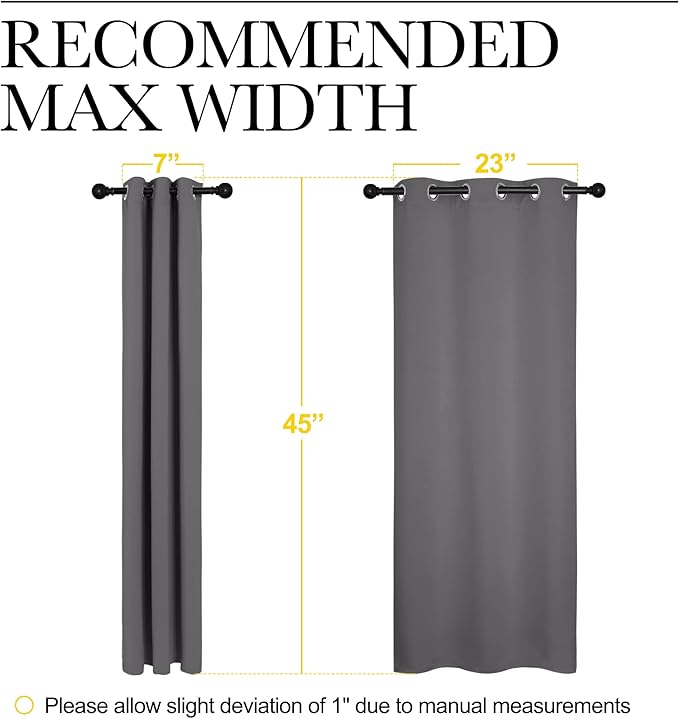 NICETOWN Grey Blackout Curtain Panels for Bedroom, Thermal Insulated Grommet Top Blackout Draperies and Drapes (2 Panels, W29 x L45 inches, Grey)
