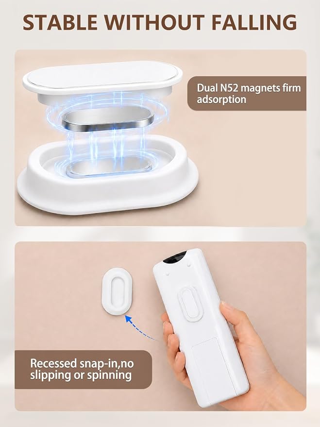 Magnetic Remote Control Holder Wall Mount, 5 Pack-White | Drill-Free - Image 3