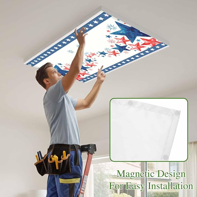 Independence Day Fluorescent Light Covers 3 Pack Five-Pointed Star Frame - Image 3