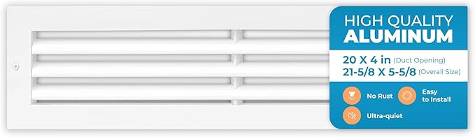 Aluminum 20 x 4 Inch Cold Air Return Vent Cover, Rustproof AC Transfer Grille by Air360