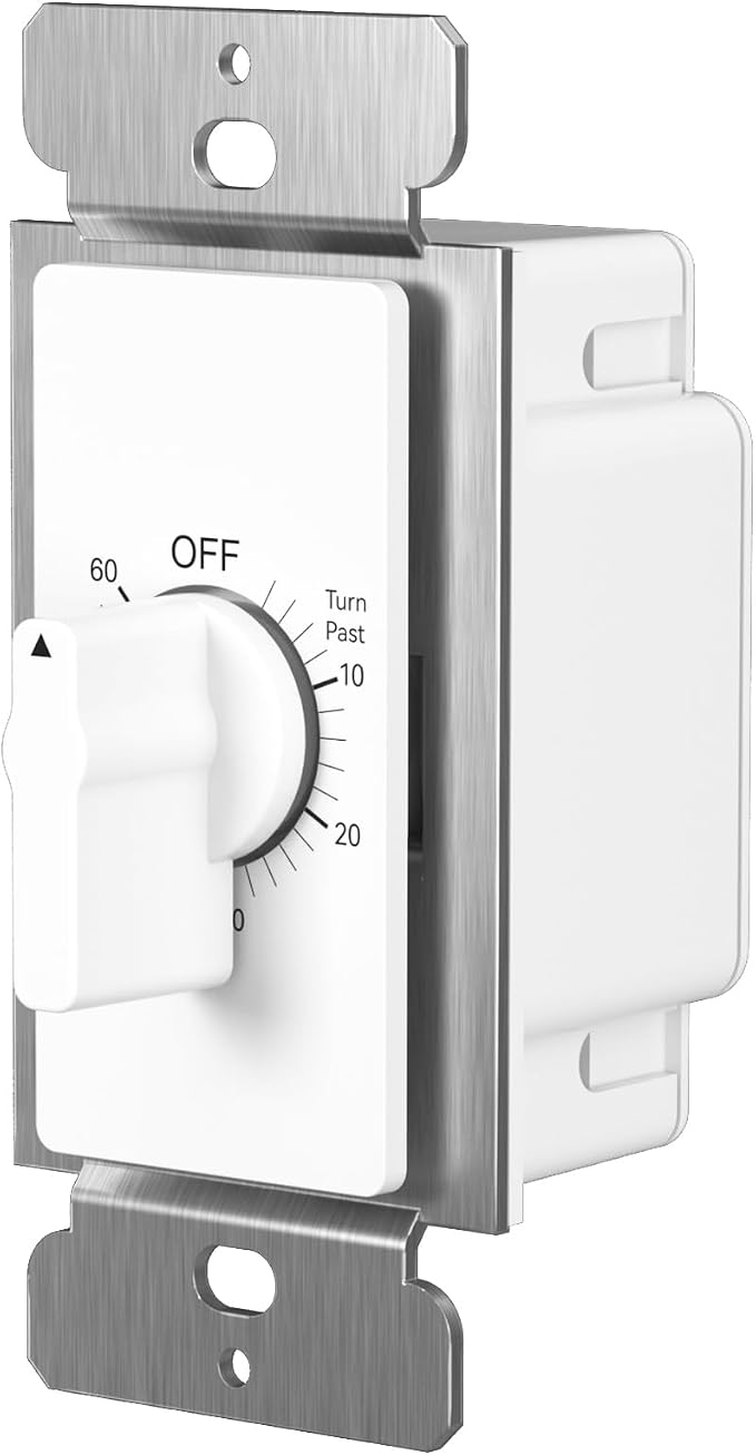 BN-LINK 60 Minute Spring Wound Bathroom Fan Timer Switch, Mechanical Countdown - Image 8