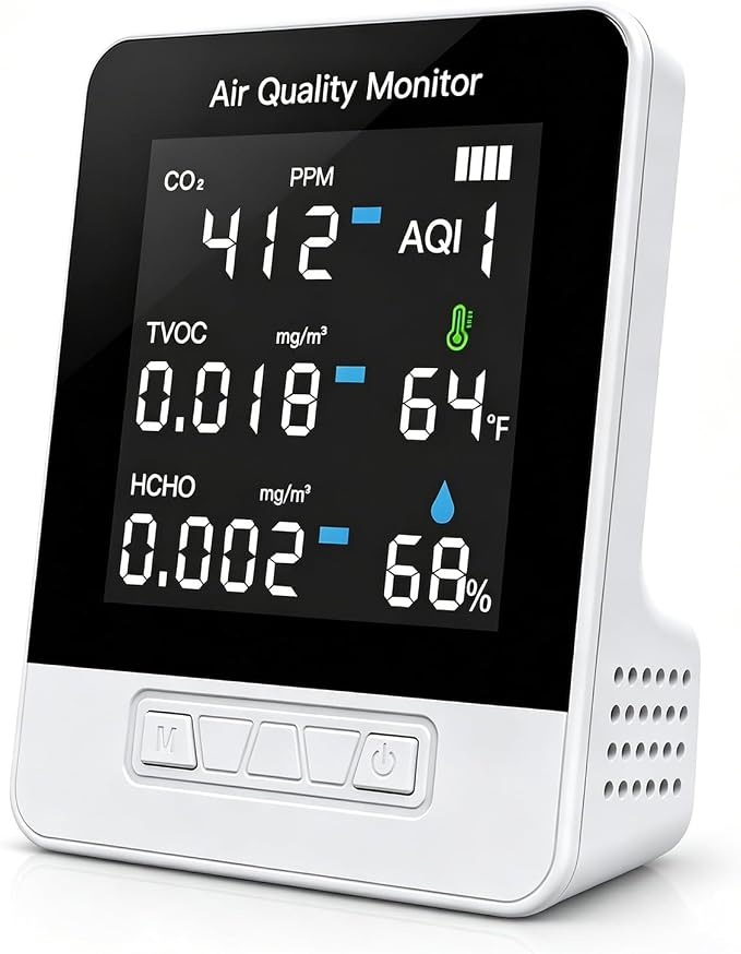 6-in-1 Air Quality Monitor, Smart Indoor CO2 Detector & HCHO TVOC AQI Tester by morhandisn
