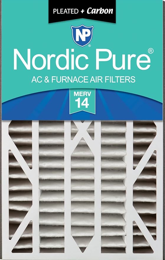 Nordic Pure 16x25x3 Pleated MERV 14 Plus Carbon Air Filter 1 Pack | Actual by NordicPure
