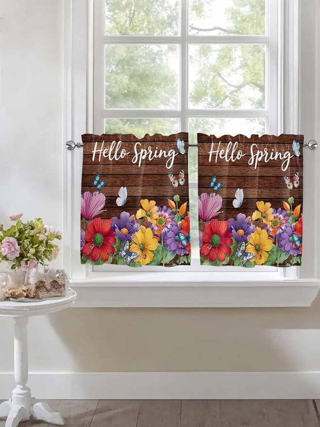 Spring Flowers Half Window Curtain 36 Inches Long, Watercolor Farmhouse - Image 7