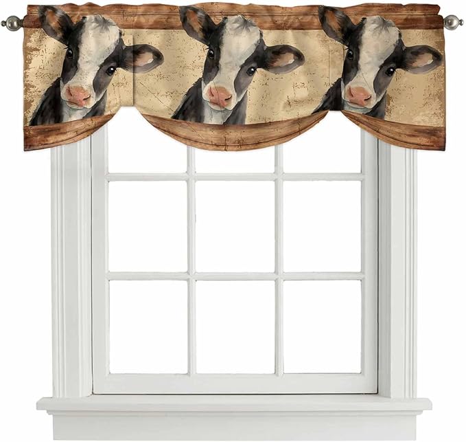 Farmhouse Cow Tie Up Valance Curtains by Unknown