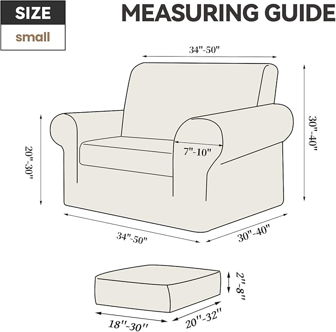 WEERRW Velvet Stretch Chair Sofa Slipcover - 2 Pieces Luxury Soft Velvet Plush Couch Cover Furniture Protector with Elastic Bottom for Pets, Machine Washable, Black, Small